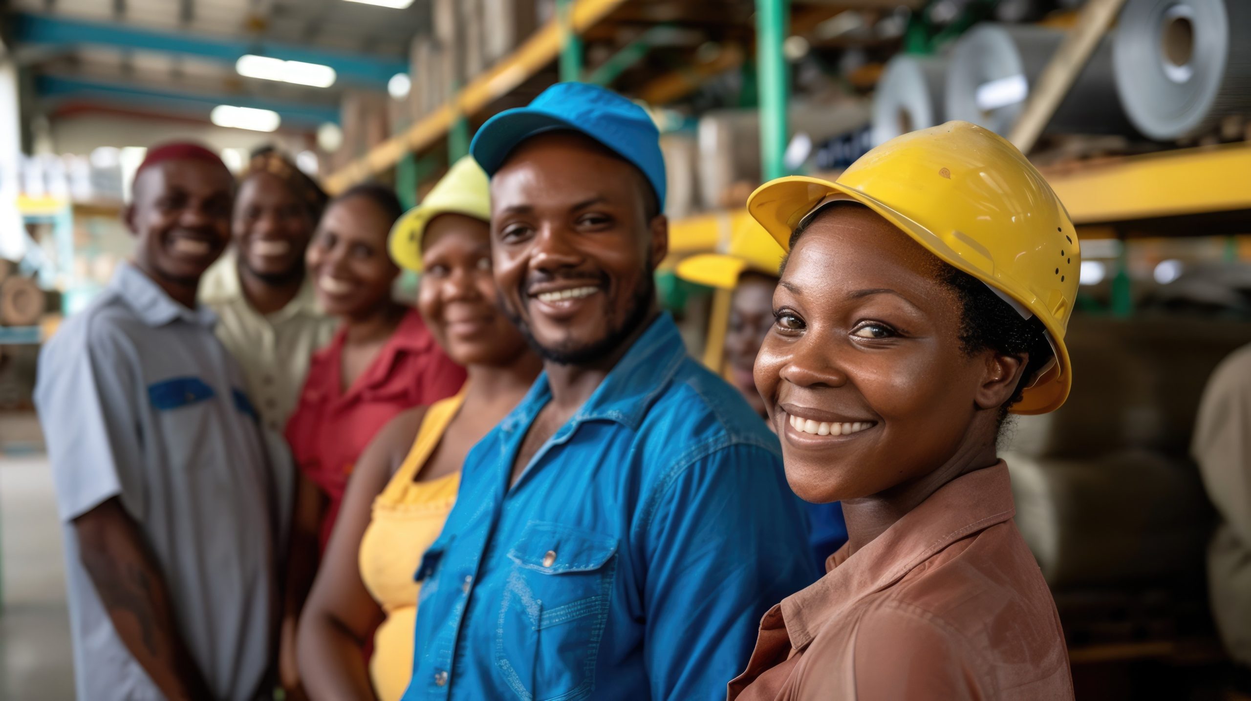 Warehouse team smiling